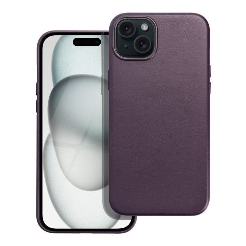 LEATHER MAG COVER case for IPHONE 15 Plus dark violet