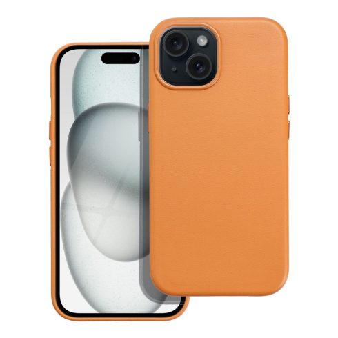 LEATHER MAG COVER case for IPHONE 15 orange