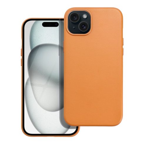 LEATHER MAG COVER case for IPHONE 15 Plus orange