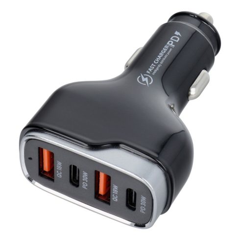 Car charger 2 x USB A + 2 x Type C PD QC3.0 6A 66W CC53-2A2C black