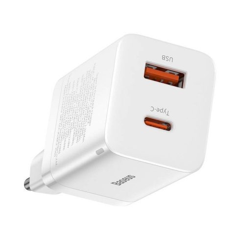 BASEUS charger USB A + Type C PD QC3.0 30W CCSUPP-E02/CCCJG30UE white