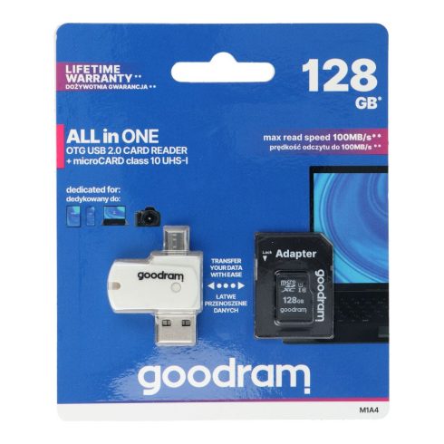 GOODRAM card reader USB A + Micro USB ALL IN ONE M1A4 + memory card micro SD 128GB with adapter SD