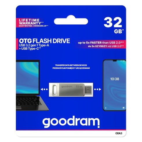 GOODRAM pendrive OTG USB A + Type C ODA3 32GB USB3.2