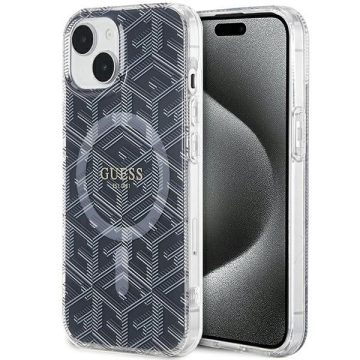   GUESS case for IPHONE 15 compatible with MagSafe GUHMP15SHGCUSTGK (IML GCUBE) black