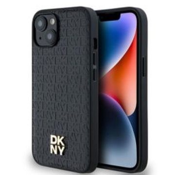   DKNY case for IPHONE 14 compatible with MagSafe DKHMP14SPSHRPSK (DKNY HC MagSafe Pu Repeat Pattern W/Stack Logo) black