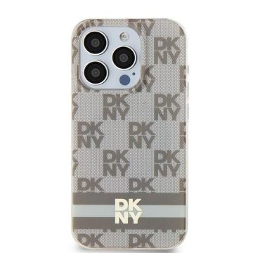   DKNY case for IPHONE 14 compatible with MagSafe DKHMP14SHCPTSE (DKNY HC MagSafe PC TPU Checkered Pattern W/Printed Stripes) beige