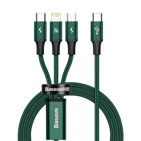 BASEUS cable 3in1 Type C to Micro USB / Lightning / Type C PD 20W CAMLT-SC06 1,5 m green