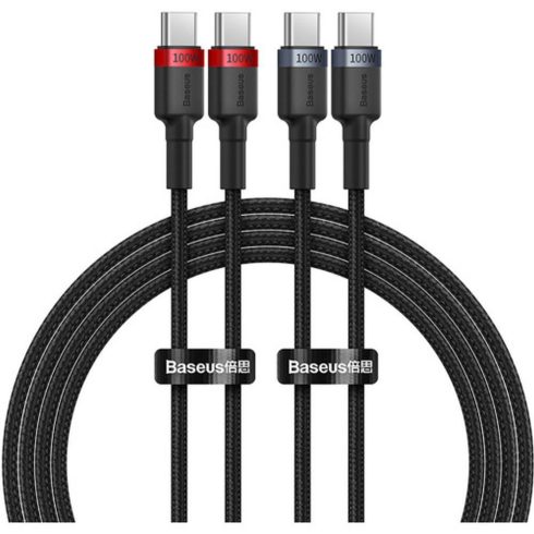 BASEUS cable Type C to Type C PD 5A 100W Cafule 2 pcs 1 m black red and black gray