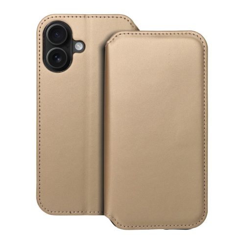 DUAL POCKET Book case for IPHONE 16 gold