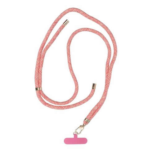 SWING (8mm) pendant for the phone with adjustable length / cord length 165cm (max 82.5cm in the loop) / on the shoulder or neck - pink-white