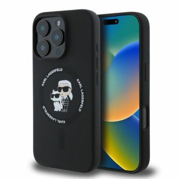   KARL LAGERFELD case for IPHONE 16 Pro Max compatible with MagSafe KLHMP16XSCMKCRHK (Silicone KC Body Ring) black