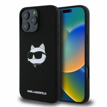   KARL LAGERFELD case for IPHONE 16 Pro Max compatible with MagSafe KLHMP16XSCHPPLK (Sil Choupette Head Print) black