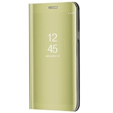   Samsung Galaxy A02 SM-A022F, Oldalra nyíló tok, hívás mutatóval, Smart View Cover, arany (utángyártott)