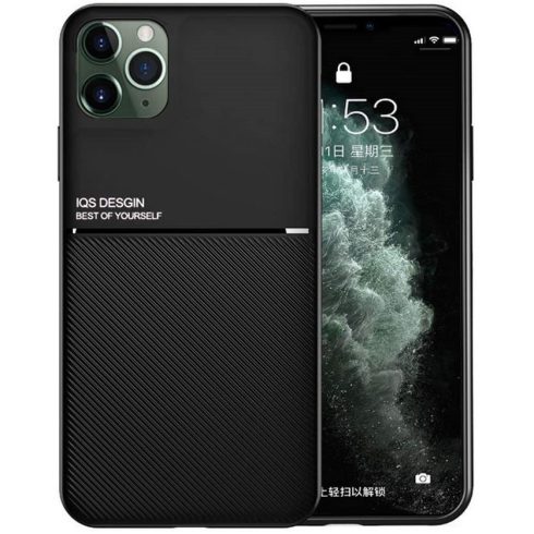 Samsung Galaxy M31 SM-M315F, Szilikon tok, közepesen ütésálló, mágneses tartóval kompatibilis, karbon minta, Wooze Carbon, fekete