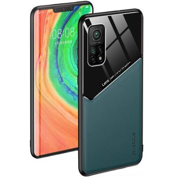   Apple iPhone XS Max, Szilikon tok, bőr és plexi hátlap, közepesen ütésálló, mágneses tartóval kompatibilis, Wooze Texture, zöld