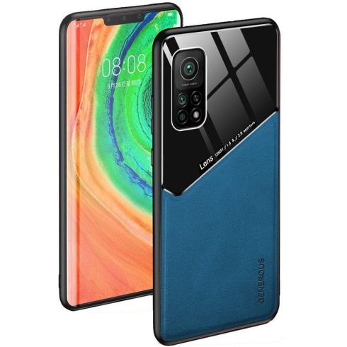 Huawei Honor 30 Pro / 30 Pro Plus, Szilikon tok, bőr és plexi hátlap, közepesen ütésálló, mágneses tartóval kompatibilis, Wooze Texture, kék