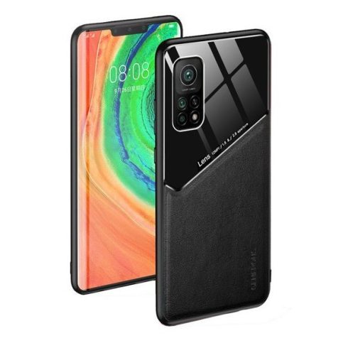 Samsung Galaxy A42 5G / M42 5G SM-A426B / M426B, Szilikon tok, bőr és plexi hátlap, közepesen ütésálló, mágneses tartóval kompatibilis, Wooze Texture, fekete