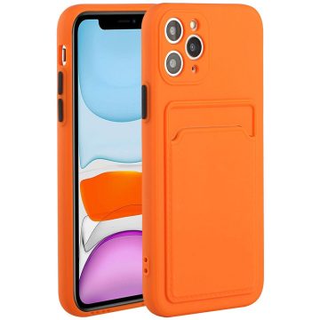   Apple iPhone XS Max, Szilikon tok, kártyatartóval, Wooze Card Slot, narancssárga