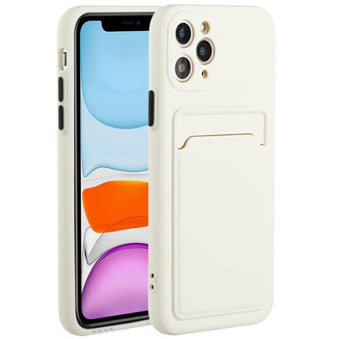 Huawei P40 Lite 5G, Szilikon tok, kártyatartóval, Wooze Card Slot, fehér