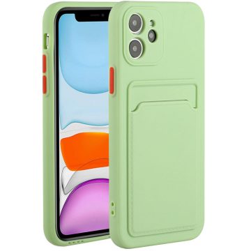   Huawei P40 Lite E, Szilikon tok, kártyatartóval, Wooze Card Slot, világoszöld