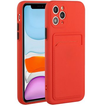   Huawei P40 Pro, Szilikon tok, kártyatartóval, Wooze Card Slot, piros