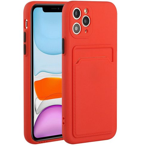 Xiaomi Redmi K30 / K30 5G / Poco X2, Szilikon tok, kártyatartóval, Wooze Card Slot, piros