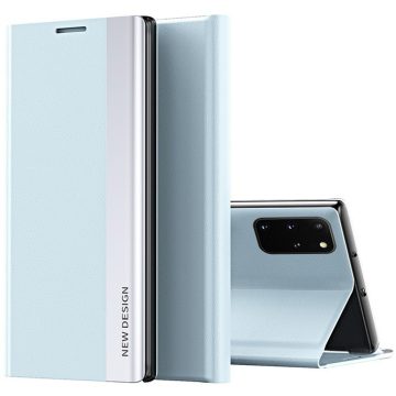   Samsung Galaxy A22 5G SM-A226B, Oldalra nyíló tok, stand, Wooze Silver Line, világoskék