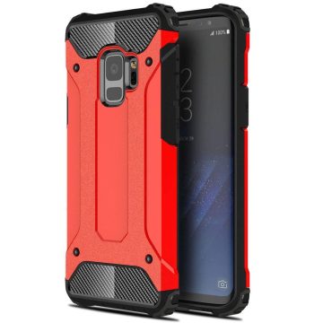   Xiaomi Poco X3 GT, Műanyag hátlap védőtok, Defender, fémhatású, piros