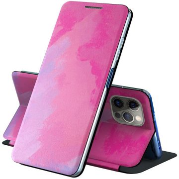   Apple iPhone 11 Pro Max, Oldalra nyíló tok, stand, festék minta, Wooze Flashy Colors, színes/rózsaszín