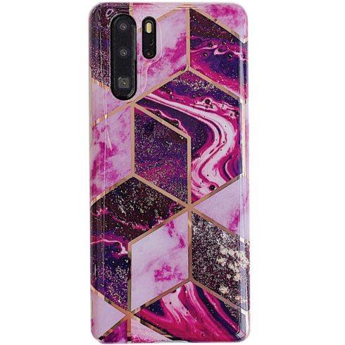 Apple iPhone 11 Pro, Szilikon tok, sokszöges márvány minta, Wooze Geometric Marble, színes/lila