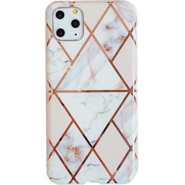   Apple iPhone XR, Szilikon tok, sokszöges márvány minta, Wooze Geometric Marble, színes/fehér