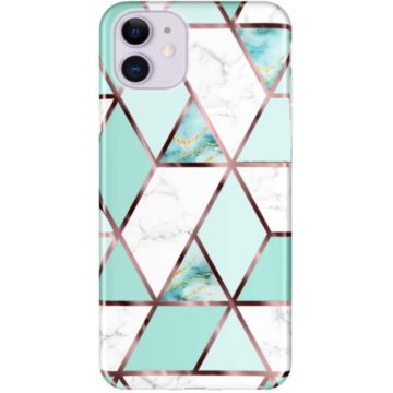   Huawei Mate 30 Lite, Szilikon tok, sokszöges márvány minta, Wooze Geometric Marble, színes/zöld