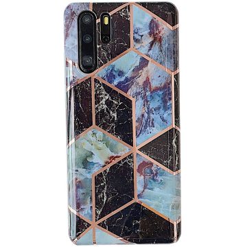   Samsung Galaxy A72 / A72 5G SM-A725F / A726B, Szilikon tok, sokszöges márvány minta, Wooze Geometric Marble, színes/fekete