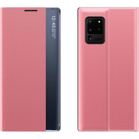 Xiaomi Redmi Note 9T 5G, Oldalra nyíló tok, stand, hívás mutatóval, vékony csíkban, Wooze Look Inside, rózsaszín