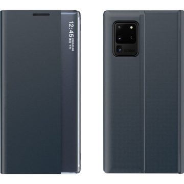   Xiaomi Redmi Note 9T 5G, Oldalra nyíló tok, stand, hívás mutatóval, vékony csíkban, Wooze Look Inside, sötétkék