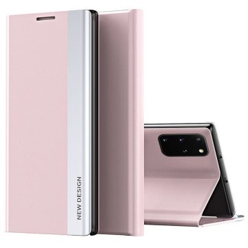   Samsung Galaxy A13 5G / A04s SM-A136U / A047F, Oldalra nyíló tok, stand, Wooze Silver Line, rózsaszín