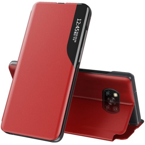 Xiaomi Redmi 10A, Oldalra nyíló tok, stand, hívás mutatóval, Wooze FashionBook, piros