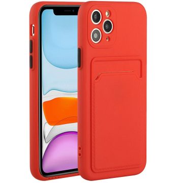   Xiaomi Redmi K40S 5G / Poco F4 5G, Szilikon tok, kártyatartóval, Wooze Card Slot, piros