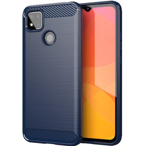 Xiaomi Redmi K40S 5G / Poco F4 5G, Szilikon tok, közepesen ütésálló, szálcsiszolt, karbon minta, sötétkék