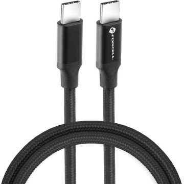   USB Type-C töltő- és adatkábel, USB Type-C, 100 cm, 5000 mA, 100W, gyorstöltés, PD, QC 4.0, 4K / 60 Hz felbontást támogatja, C391, fekete