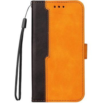   Apple iPhone 14 Plus, Oldalra nyíló tok, stand, kártyatartóval, kézpánttal, Wooze Colour Wallet, narancssárga