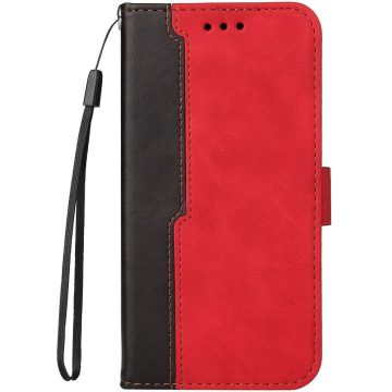   Apple iPhone 14 Plus, Oldalra nyíló tok, stand, kártyatartóval, kézpánttal, Wooze Colour Wallet, piros