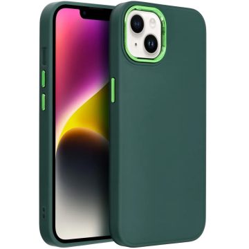   Samsung Galaxy A23 4G / A23 5G SM-A235F / A236U, Szilikon tok, közepesen ütésálló, fémhatású kamera keret, Frame Case, zöld