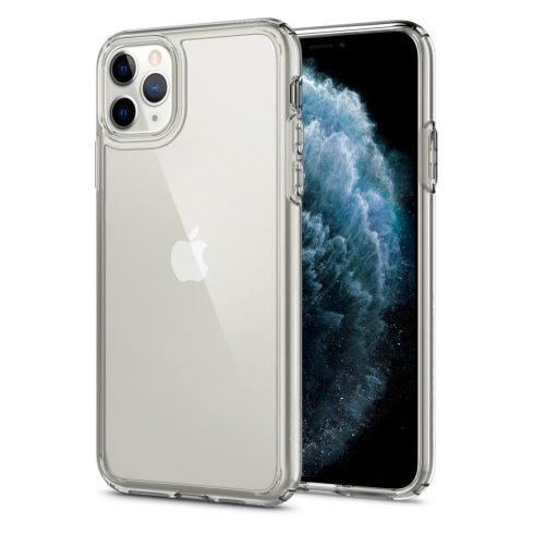 Apple iPhone 11 Pro, Műanyag hátlap védőtok + szilikon keret, Spigen Ultra Hybrid, átlátszó