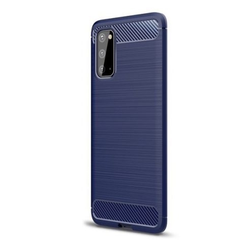 Motorola Moto G7, TPU szilikon tok, közepesen ütésálló, szálcsiszolt, karbon minta, sötétkék