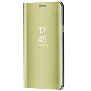   Samsung Galaxy A90 5G SM-A908B, Oldalra nyíló tok, hívás mutatóval, Smart View Cover, arany (utángyártott)