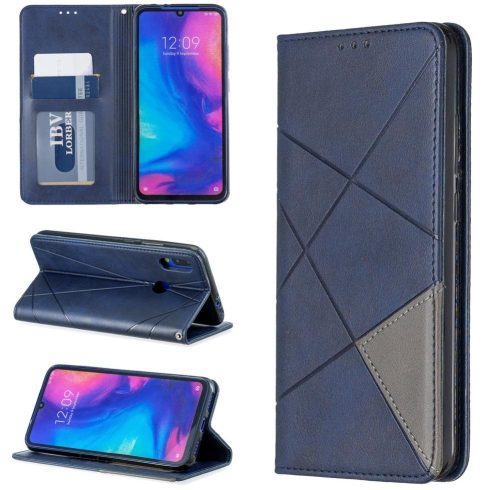 Nokia 1.3, Oldalra nyíló tok, stand, geometria minta, Wooze DesignBook, kék