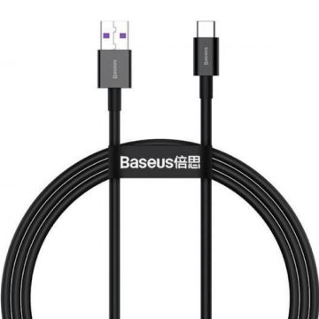   USB töltő- és adatkábel, USB Type-C, 200 cm, 6000 mA, 66W, törésgátlóval, gyorstöltés, Baseus CATYS-A01, fekete