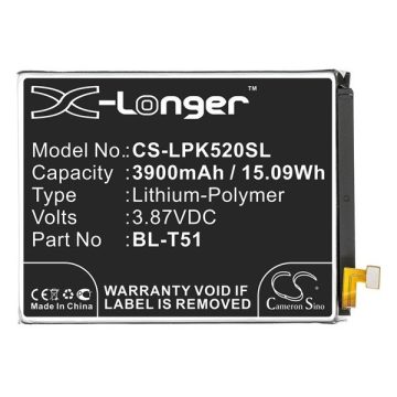   LG K42 / K52 / K62 / Q52, Akkumulátor, 3900 mAh, Li-Polymer, Cameron Sino, kompatibilis