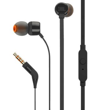   Vezetékes sztereó fülhallgató, 3.5 mm, mikrofon, funkció gomb, JBL T110, fekete, gyári